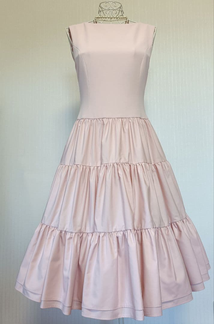 フォクシーNY45306 DressEdenティアードワンピースピンク38