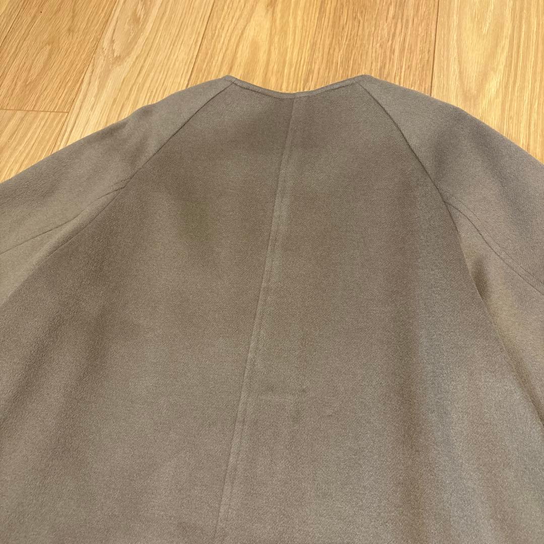 B&Y UNITED ARROWSビーバーノーカラーフレアコート　ブラウン系　S