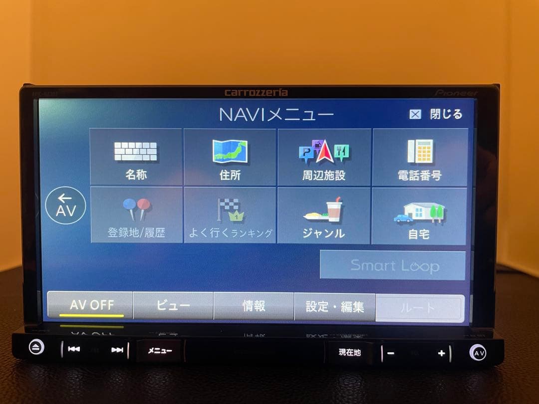 最新地図楽ナビAVIC-RZ302中古180mm7Ｖ型ワンセグTV 最新オービス