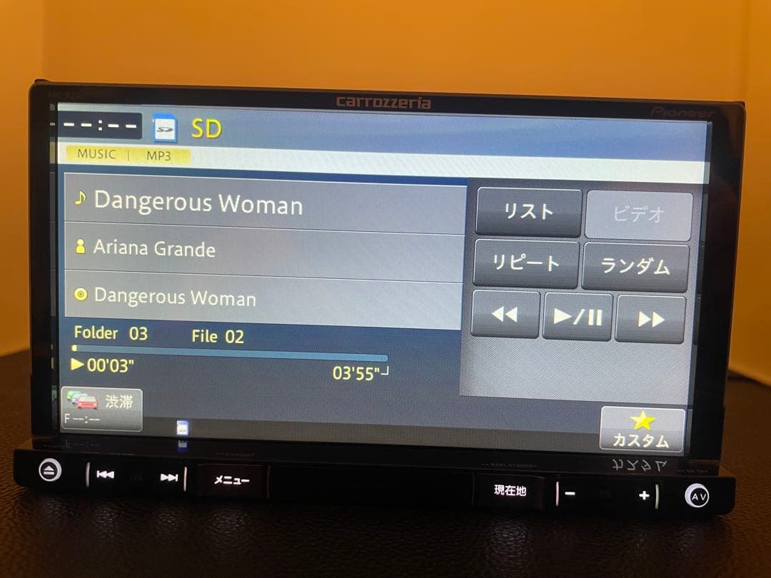 最新地図楽ナビAVIC-RZ302中古180mm7Ｖ型ワンセグTV 最新オービス