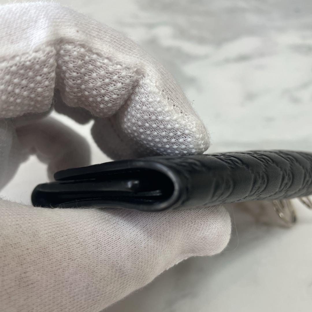 【美品】グッチ　キーケース6P レザー　シマ　ブラック