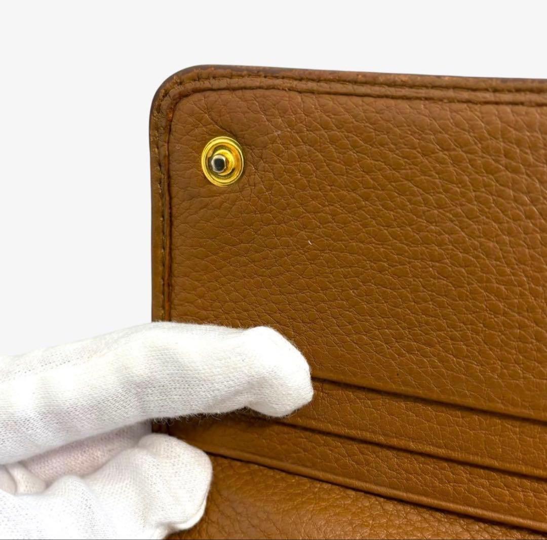 PRADA プラダ 二つ折り 長財布　茶色 ブラウン パスケース シボ革　希少品