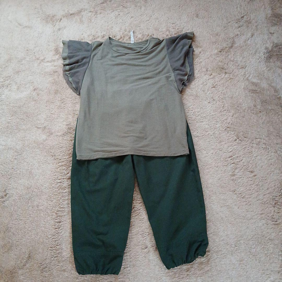 ミナペルホネン ノルミッコ ダークグリーン カーゴパンツ ウエストゴム 38