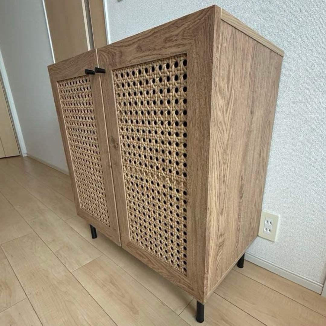 【LOWYA】引取り可！ラタン調キャビネット