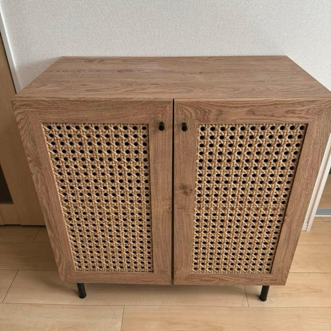 【LOWYA】引取り可！ラタン調キャビネット