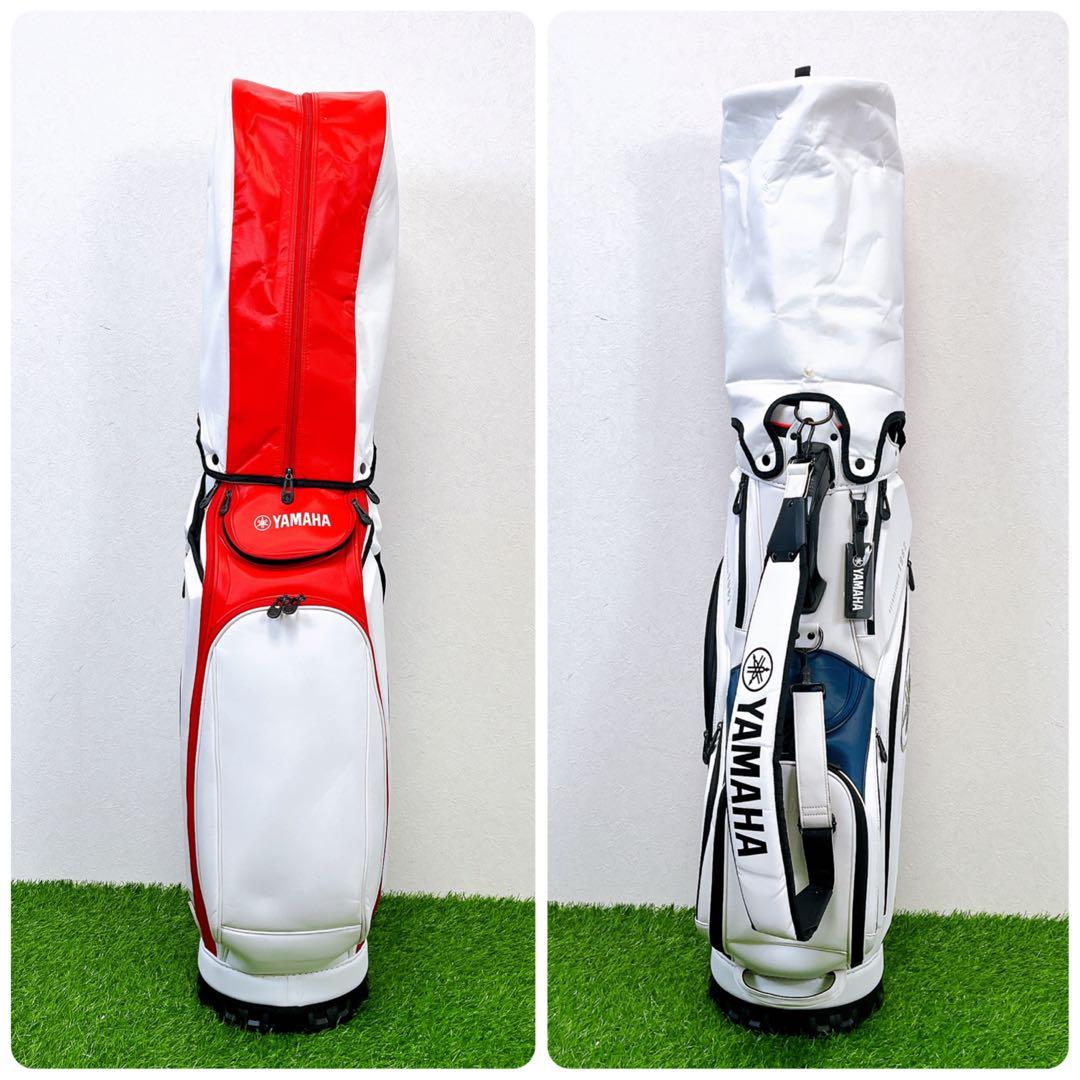 YAMAHA キャディバッグ 白×赤 フードカバー付 ツアー系デザイン　ゴルフ