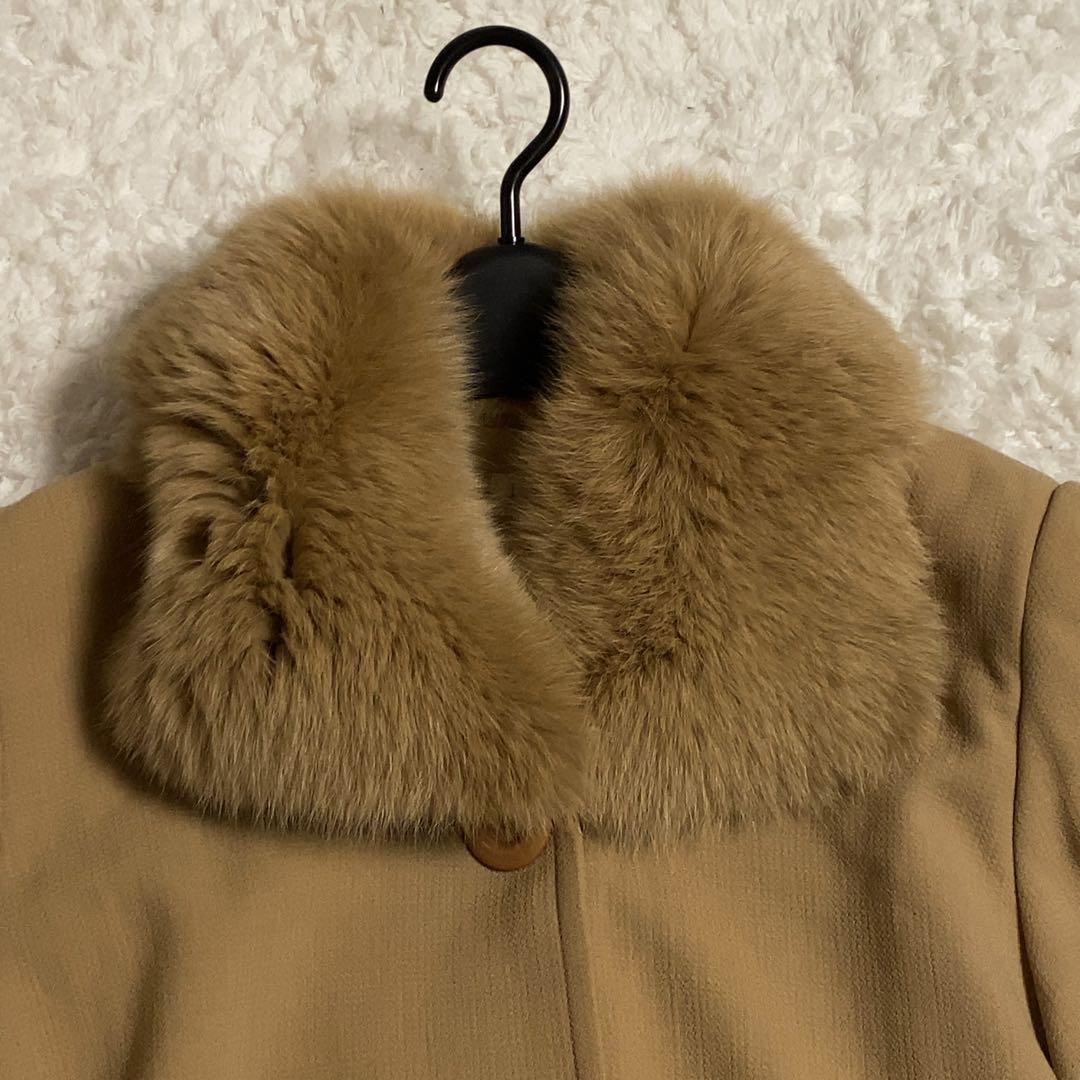 少美品！FOXEY ロングコート 2way フォックスファー キャメル F