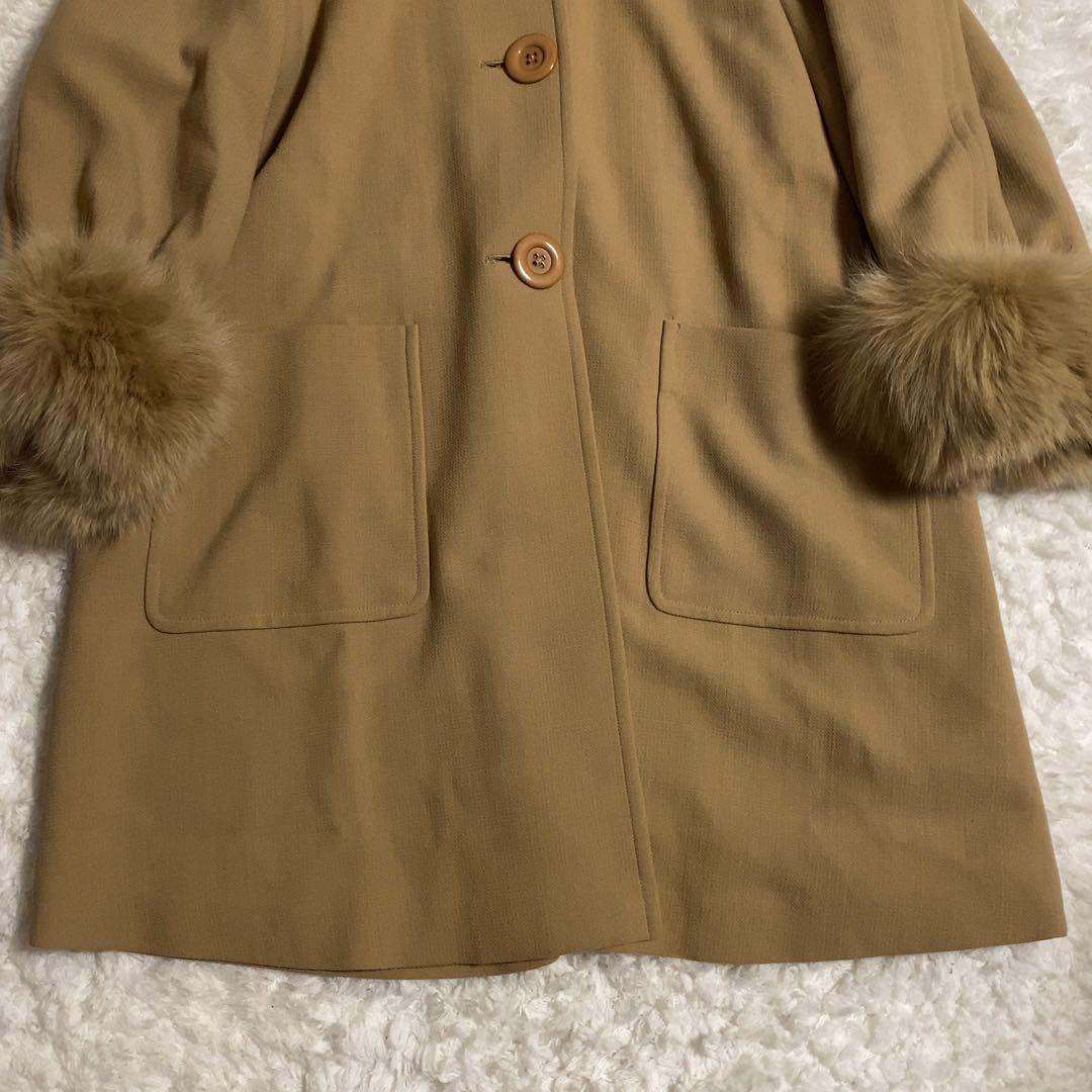 少美品！FOXEY ロングコート 2way フォックスファー キャメル F