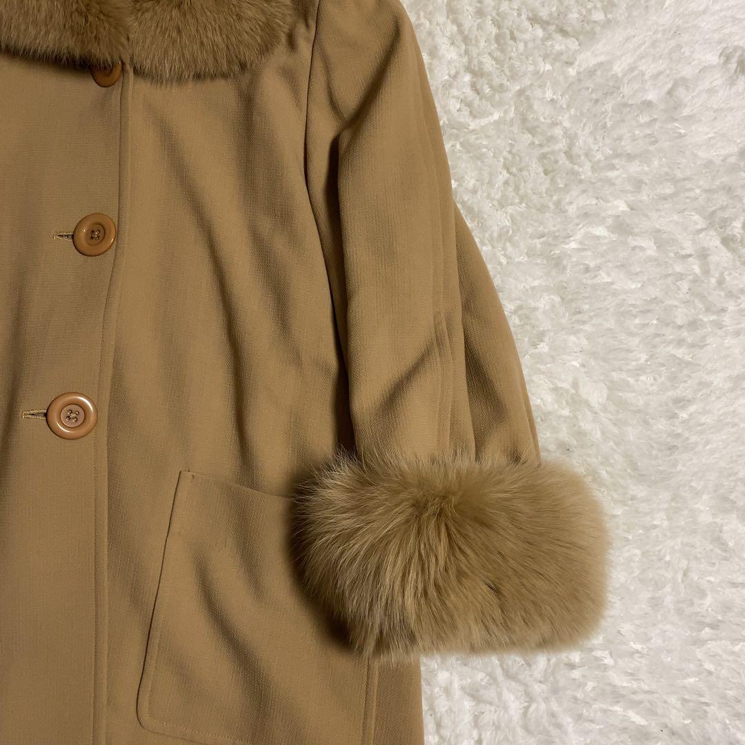 少美品！FOXEY ロングコート 2way フォックスファー キャメル F