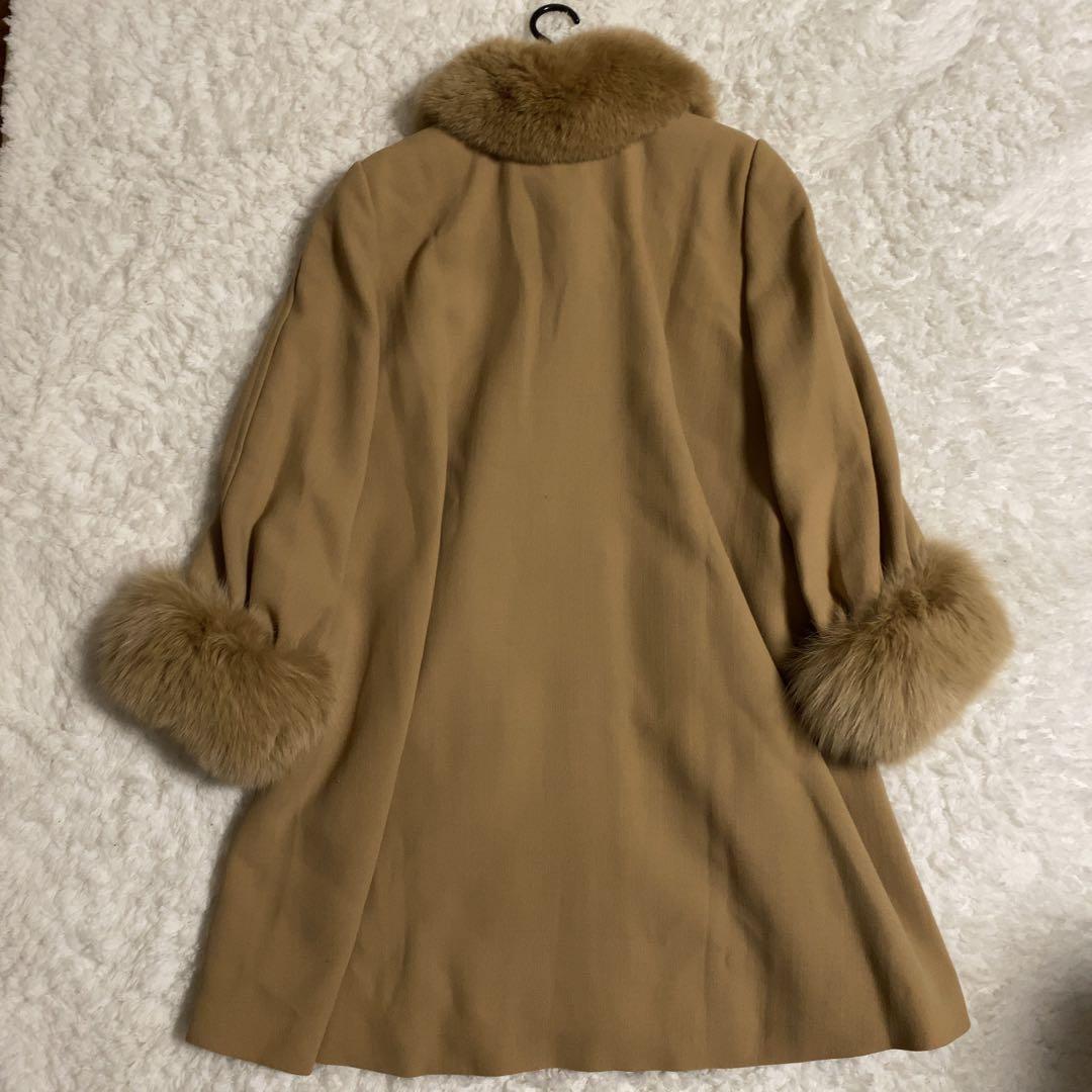 少美品！FOXEY ロングコート 2way フォックスファー キャメル F