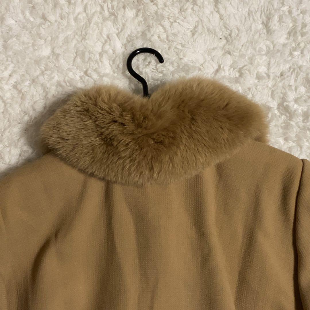少美品！FOXEY ロングコート 2way フォックスファー キャメル F