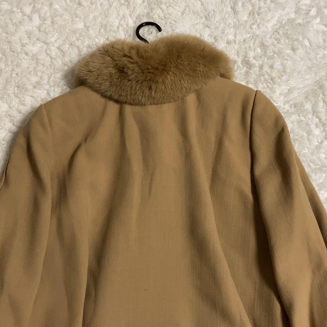 少美品！FOXEY ロングコート 2way フォックスファー キャメル F
