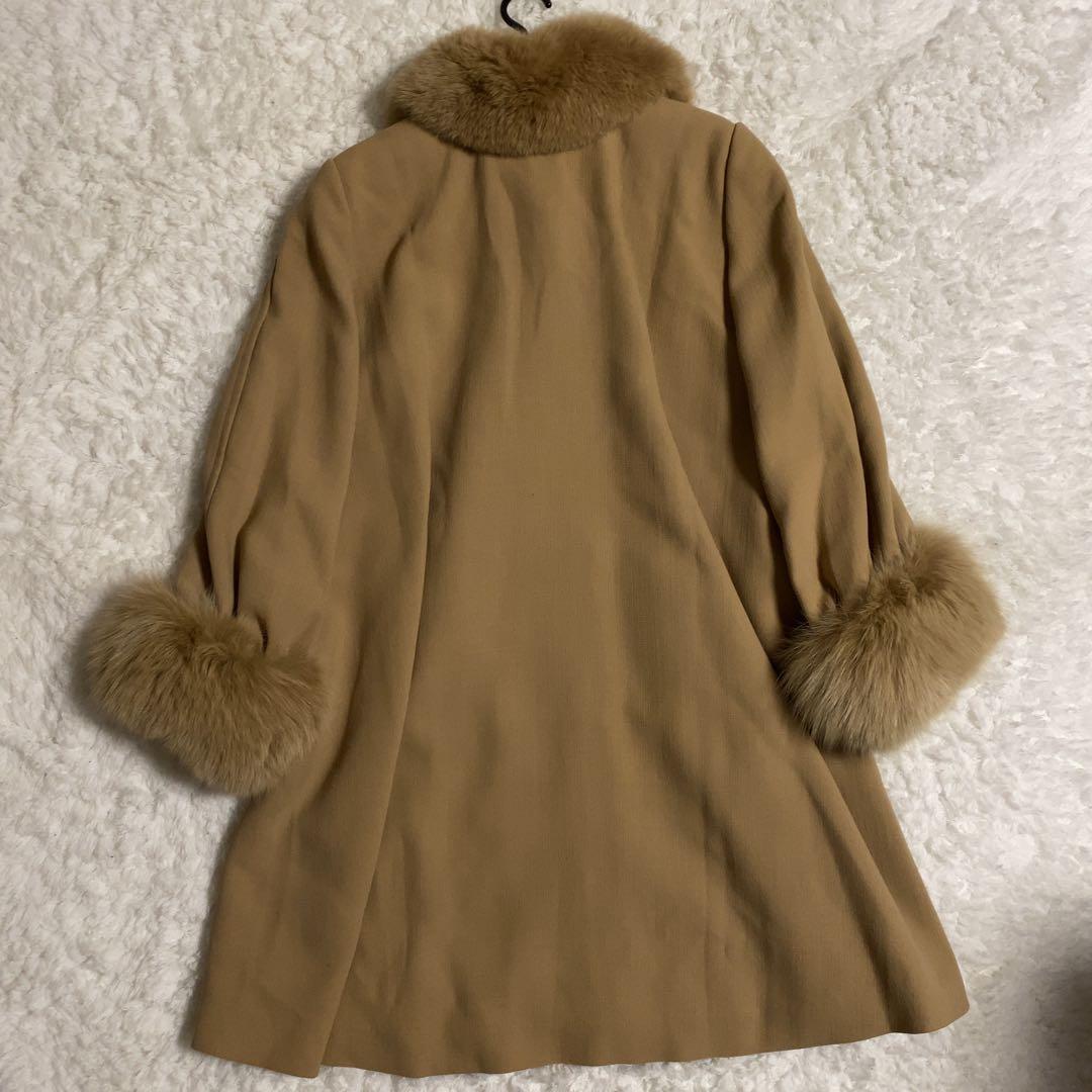 少美品！FOXEY ロングコート 2way フォックスファー キャメル F
