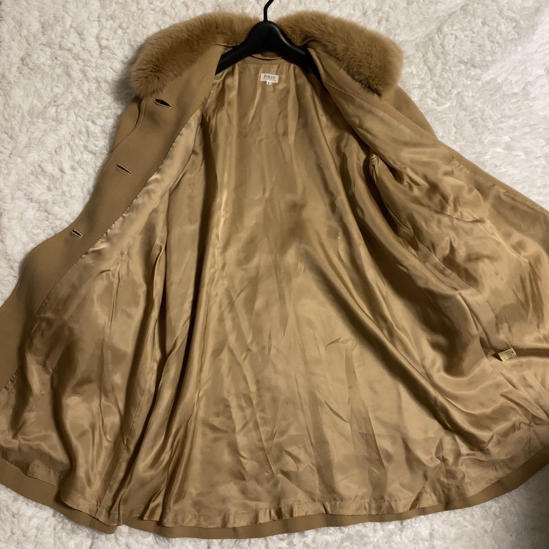 少美品！FOXEY ロングコート 2way フォックスファー キャメル F
