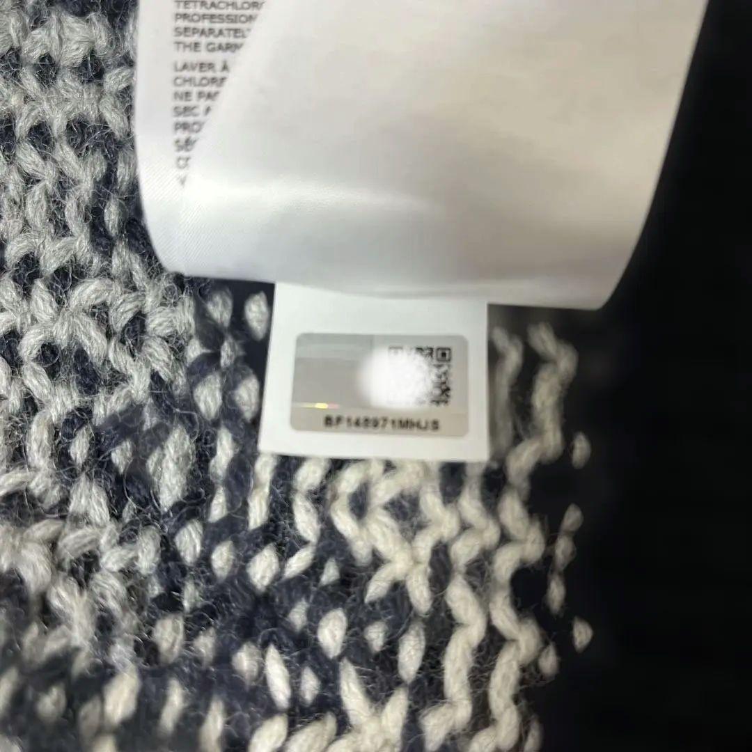 【モンクレール】MONCLER ローゲージ　マフラー　ネイビー×ホワイト