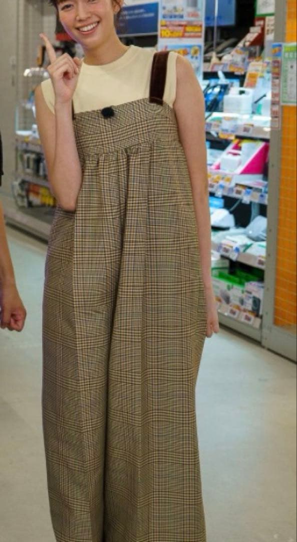 トゥデイフル　チェックワイド　コンビネゾン