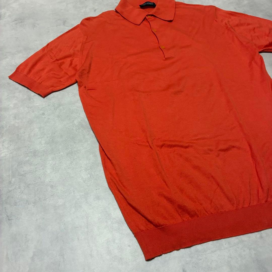 JOHN SMEDLEYイギリス製 ニットポロシャツ エルメスオレンジ 英国製