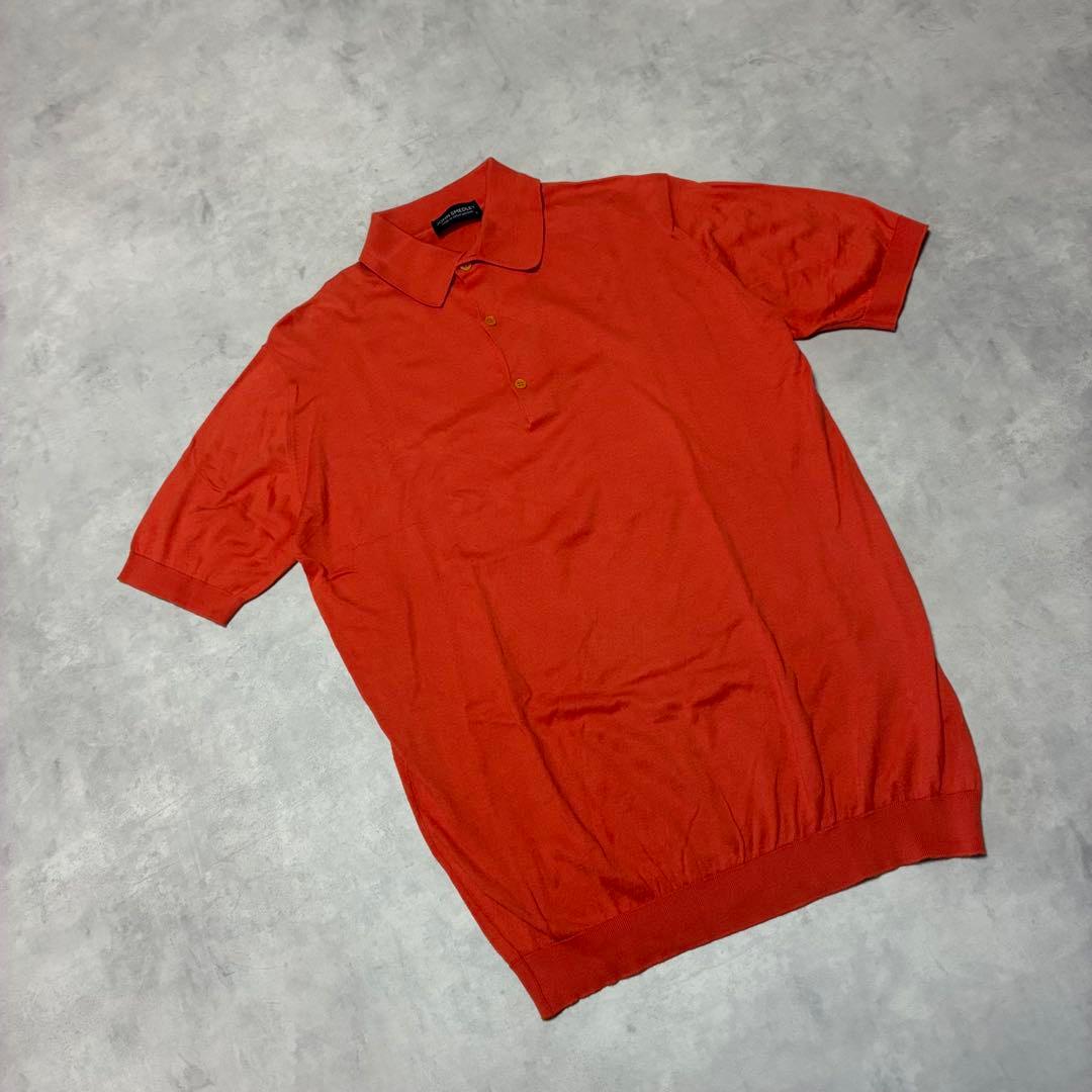 JOHN SMEDLEYイギリス製 ニットポロシャツ エルメスオレンジ 英国製