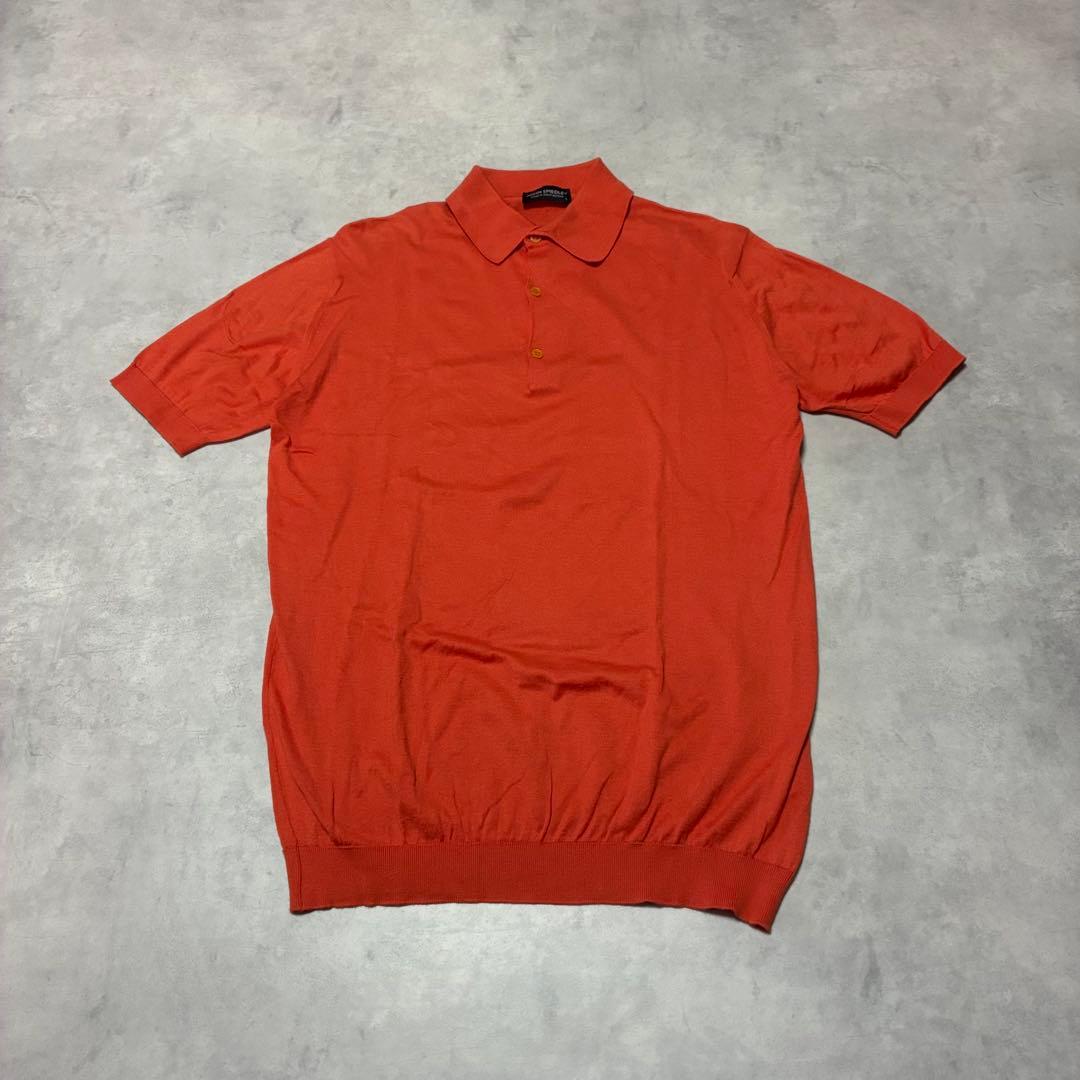 JOHN SMEDLEYイギリス製 ニットポロシャツ エルメスオレンジ 英国製