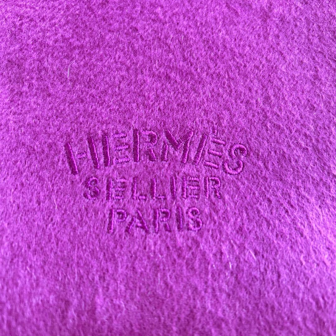 エルメス カシミヤ フリンジ 大判 ストール マフラー 紫