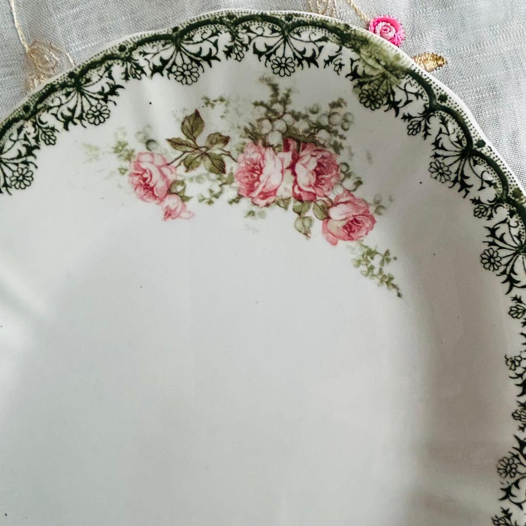 〈レア〉フランスアンティーク　多色　サンタマン　ラヴィエ　オーバル型