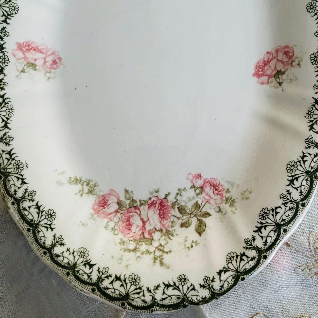 〈レア〉フランスアンティーク　多色　サンタマン　ラヴィエ　オーバル型