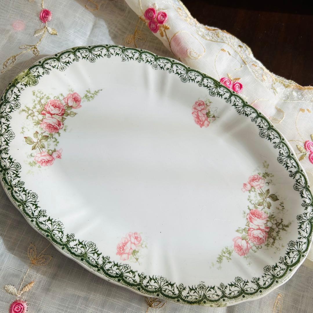 〈レア〉フランスアンティーク　多色　サンタマン　ラヴィエ　オーバル型