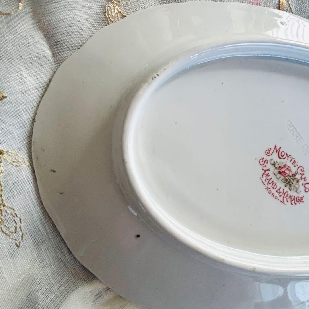 〈レア〉フランスアンティーク　多色　サンタマン　ラヴィエ　オーバル型