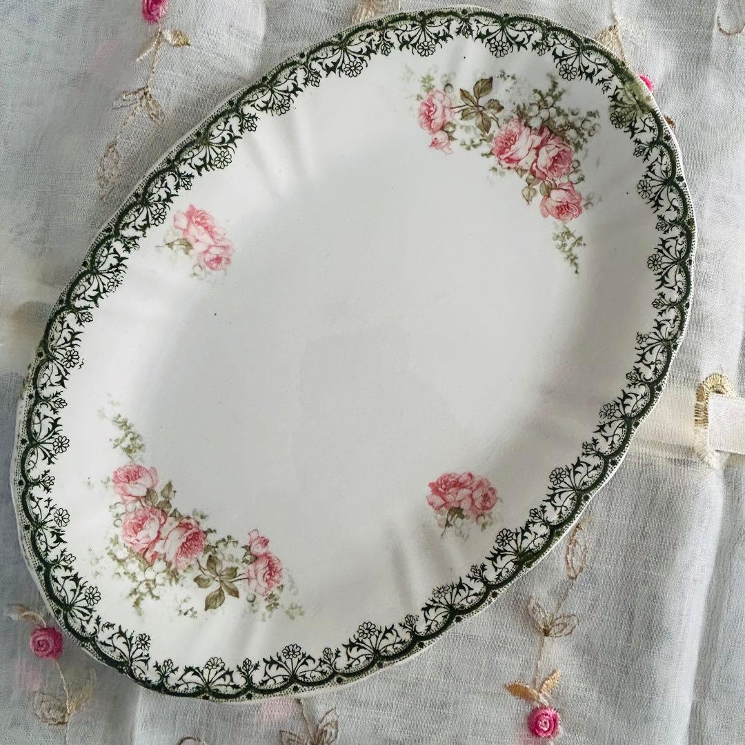 〈レア〉フランスアンティーク　多色　サンタマン　ラヴィエ　オーバル型