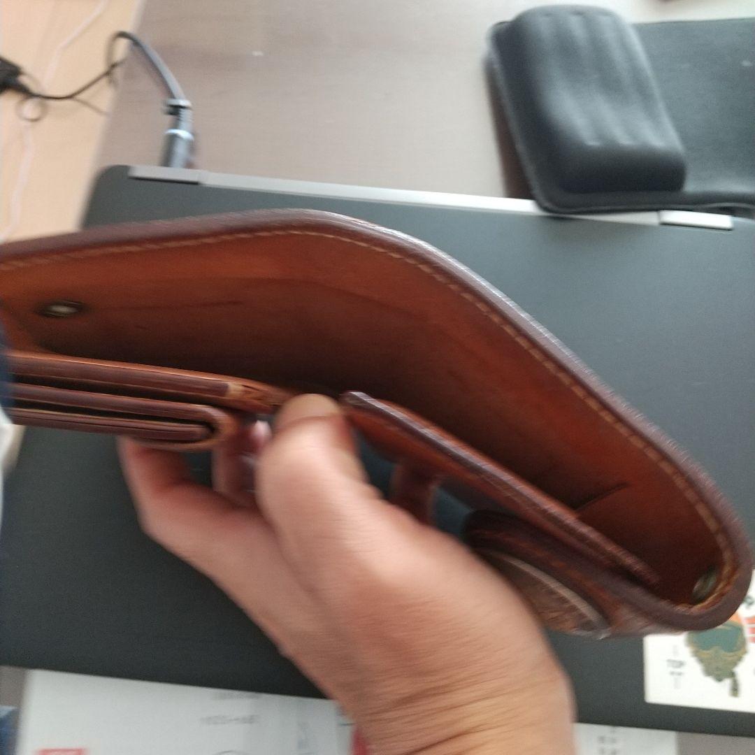 ブラウンレザー二つ折り財布 本物モルガン付き
