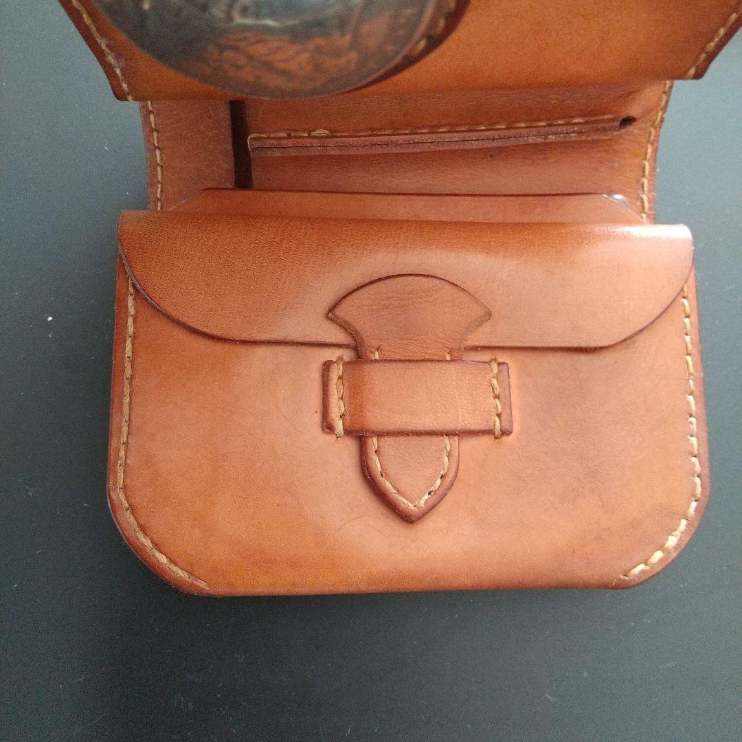 ブラウンレザー二つ折り財布 本物モルガン付き