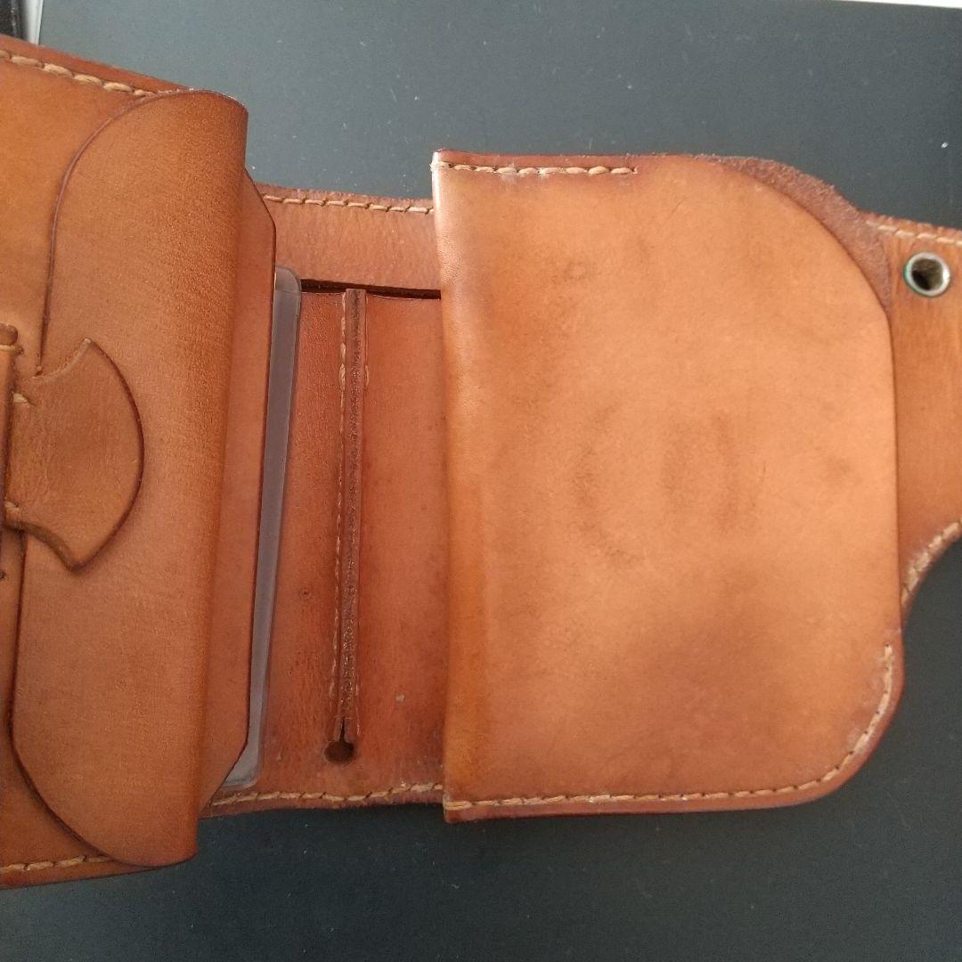 ブラウンレザー二つ折り財布 本物モルガン付き