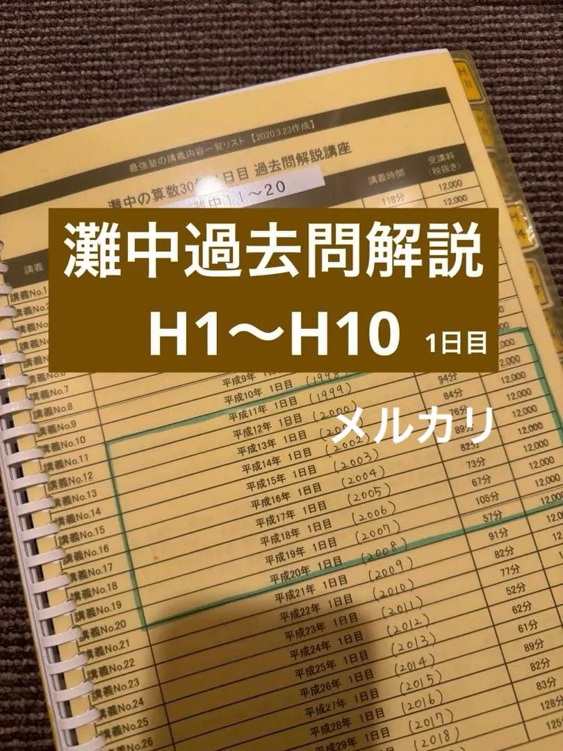 最強塾　灘中過去問解説板書H元年〜H10