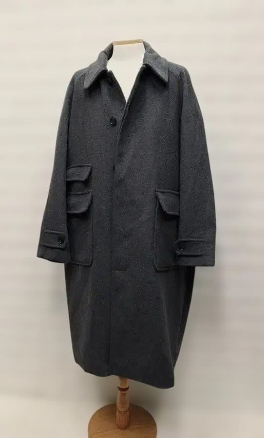 グレー チェスターコート ノーカラー