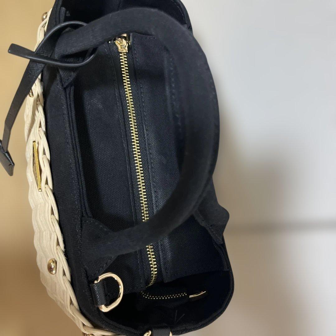 かごバッグ ホワイト/ブラック