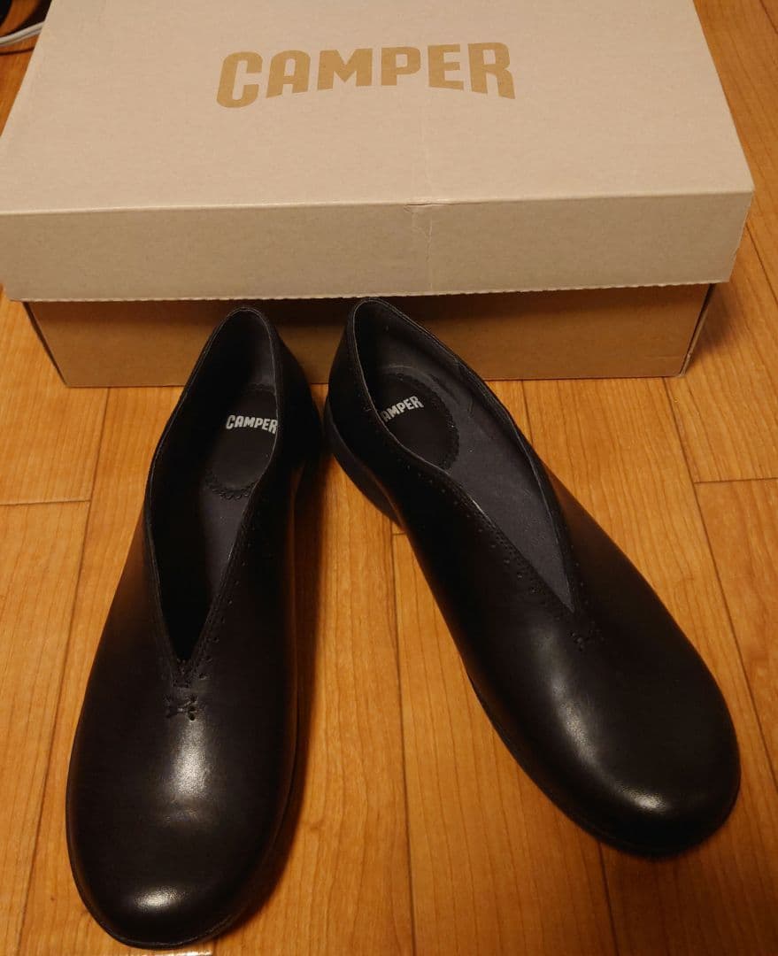 CAMPER 黒 レザー ローファー