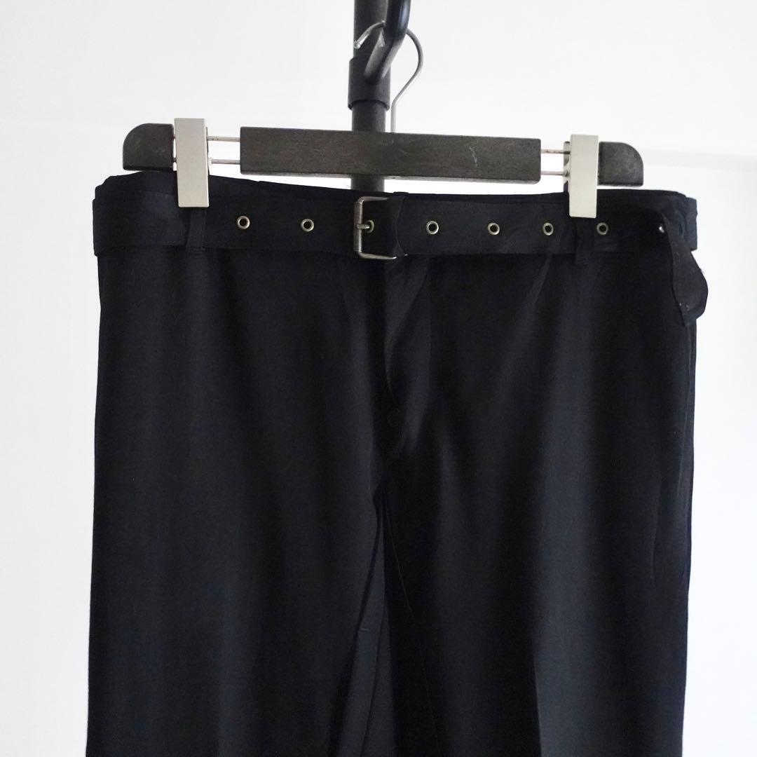 【イタリア製】RAY&GUY ウールギャバジン　ベルテッドトラウザーズ　ブラック