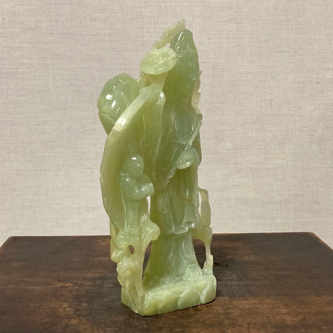 翡翠 観音菩薩 仏像 置物 彫刻 工芸品 美術品 骨董 レトロ