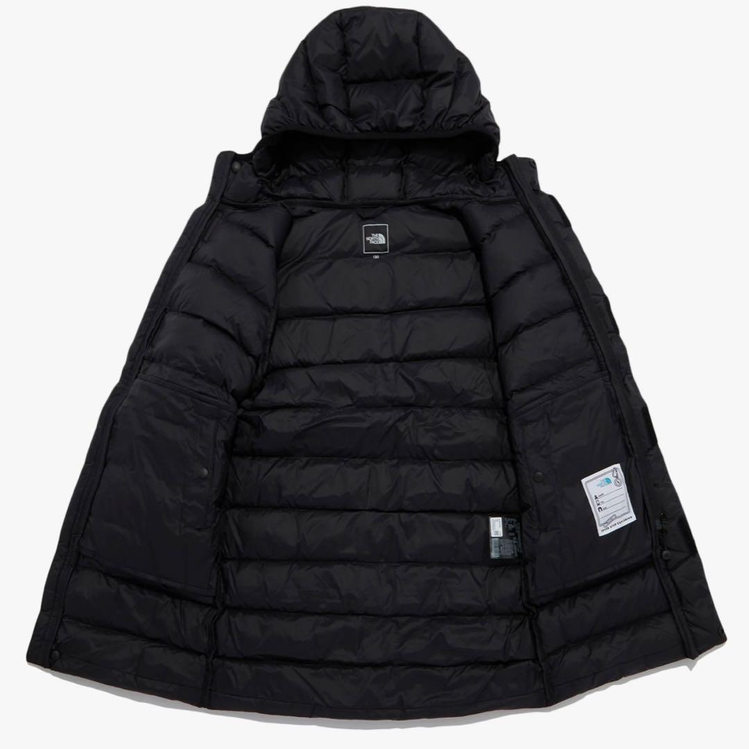 新品タグ付　ノースフェイス　 フード付き中綿ロングコート　ブラック　160cm