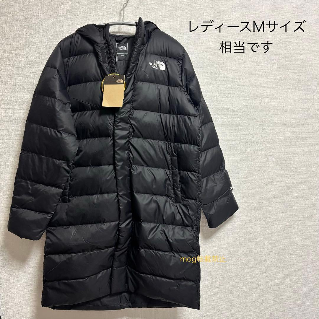 新品タグ付　ノースフェイス　 フード付き中綿ロングコート　ブラック　160cm