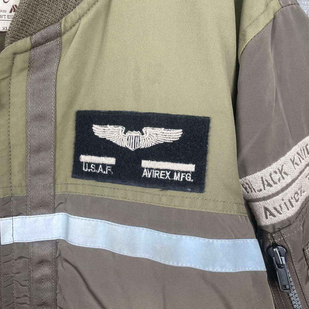 【希少】AVIREX MA1 カーキ BLACK KNIGHTS XL