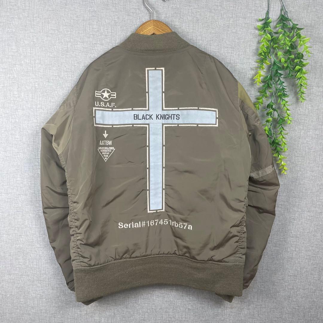 【希少】AVIREX MA1 カーキ BLACK KNIGHTS XL