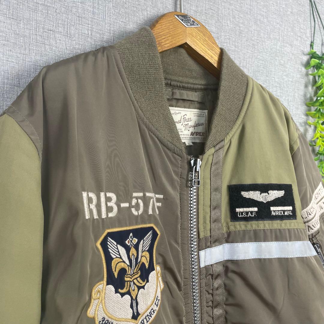 【希少】AVIREX MA1 カーキ BLACK KNIGHTS XL