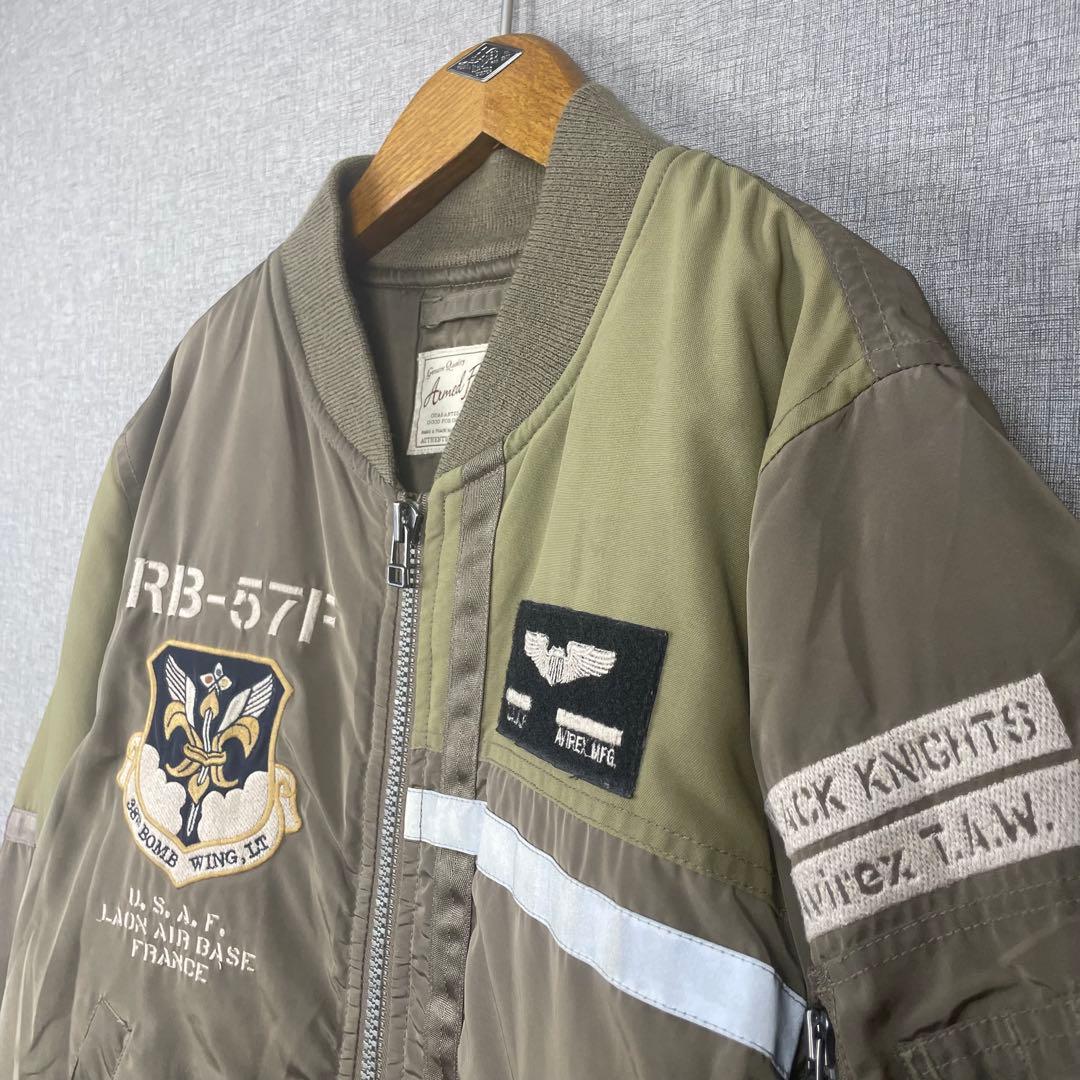 【希少】AVIREX MA1 カーキ BLACK KNIGHTS XL