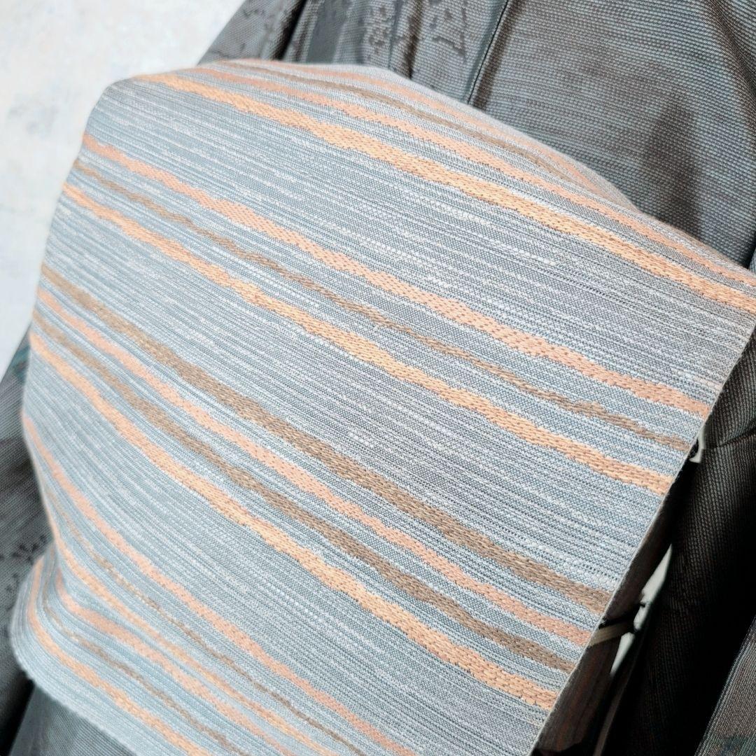 大島紬　紬　フルセット　小紋　着物　正絹　花　黒　おしゃれ　トールサイズ　O7