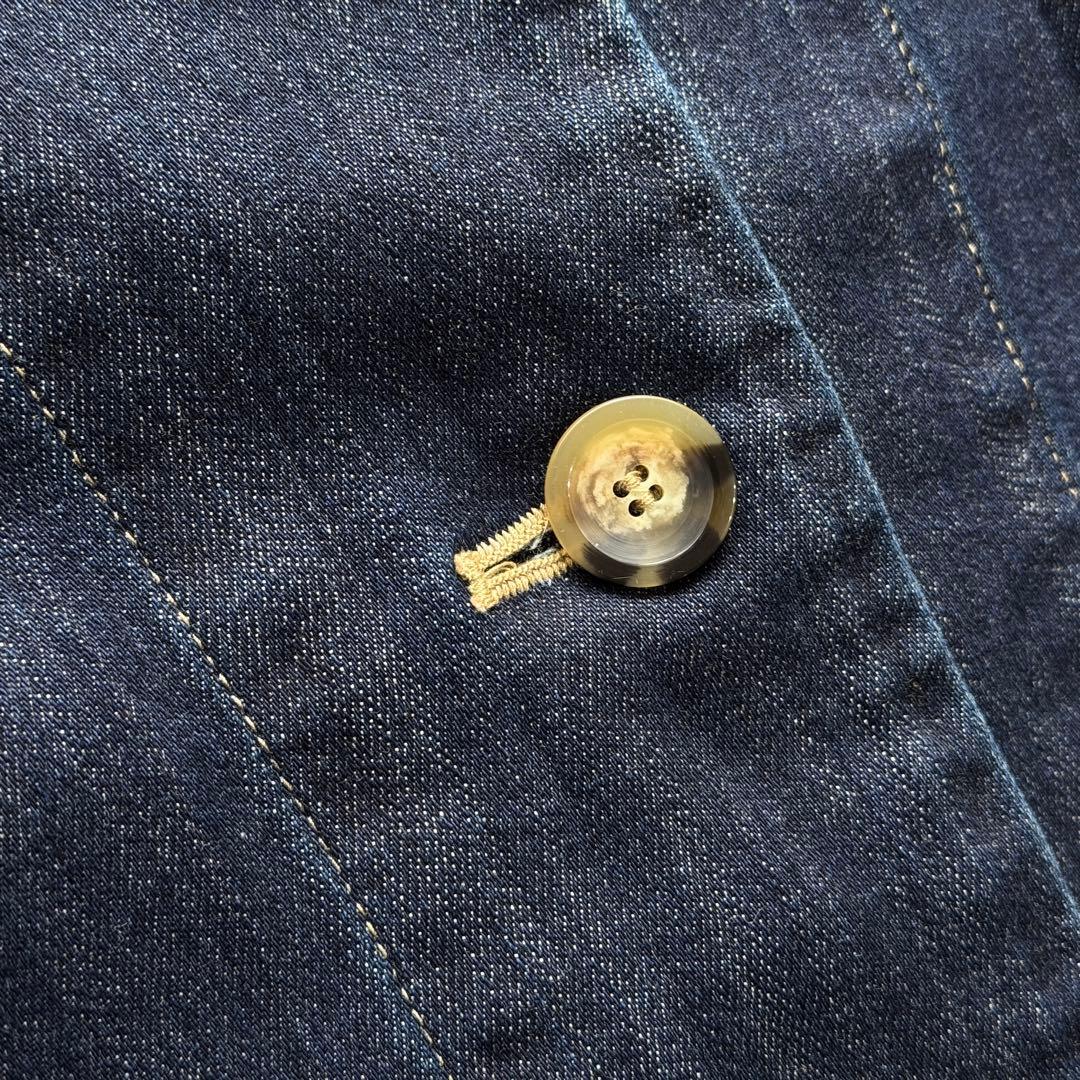 コットンハウスアヤ デニム ジャケット フード ポケット ボタン インディゴ