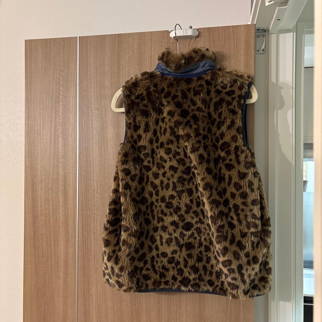 値下げDENIM DUNGAREE/デニムダンガリー　レオパードボアベスト01