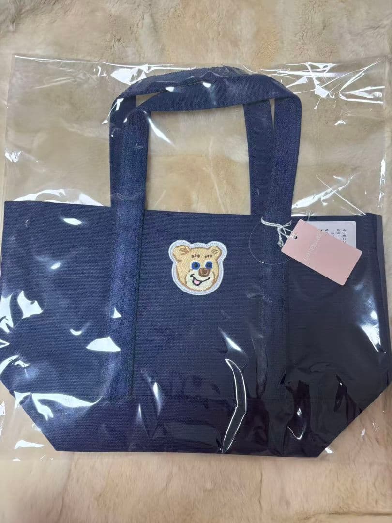 FEILER オールドテディ ワッペントートバッグ ネイビー（小）