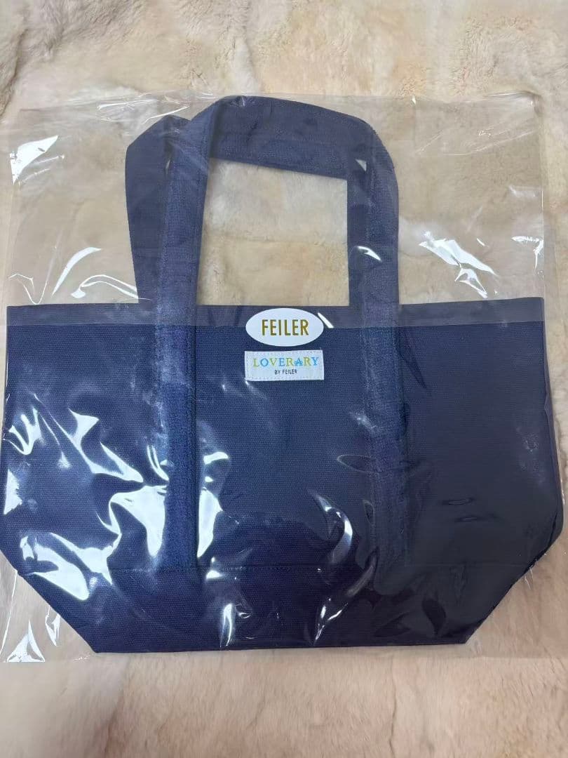 FEILER オールドテディ ワッペントートバッグ ネイビー（小）