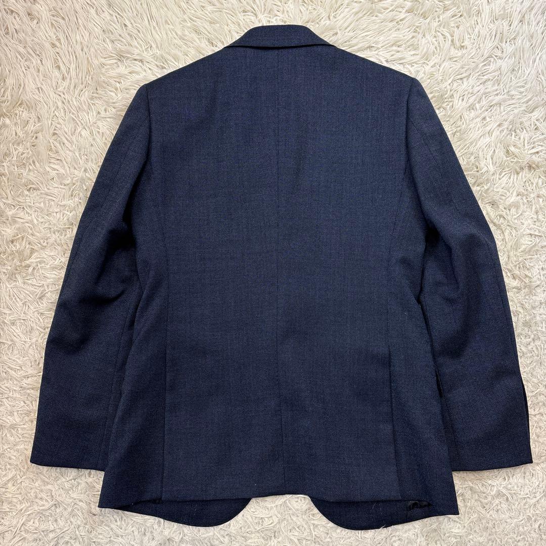 美品☆【タカキュー】ダブルベスト　ピンチェック　3ピース　ネイビー　Y4 S〜M